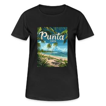 Tropical Punta Cana Beach Palmiers paradisiaques - T-shirt respirant Femme - noir - Devant - AI Model Female 172 light (172cm)
