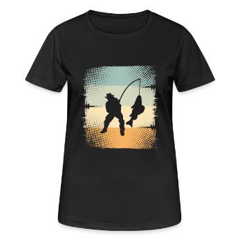 Angeln - Frauen T-Shirt atmungsaktiv - Schwarz - Vorne - AI Model Female 172 light (172cm)