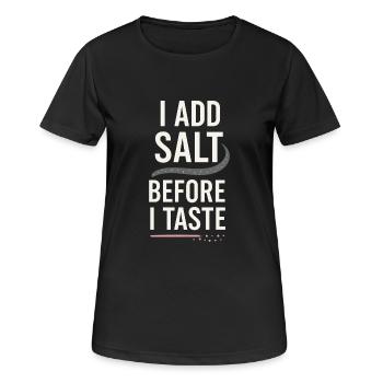 Salt Lover Sodium Dependent Nacl Meme - Women's Breathable T-Shirt - black - Front - AI Model Female 172 light (172cm)
