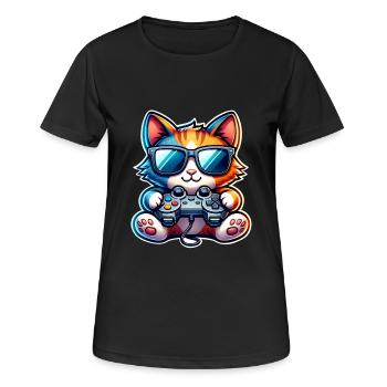 Cat Gaming Gamer - T-shirt respirant Femme - noir - Devant - AI Model Female 172 light (172cm)