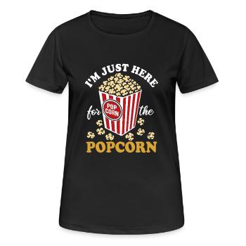 I'm just here for the Popcorn - crispy & delicious - Women's Breathable T-Shirt - black - Front - AI Model Female 172 light (172cm)