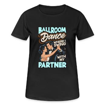 Gesellschaftstanz Tanzpartner Outfit Tänzer Tanzen - Frauen T-Shirt atmungsaktiv - Schwarz - Vorne - AI Model Female 172 light (172cm)