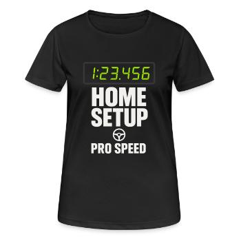 Sim Racing Simulator Cockpit Esports Racer - Frauen T-Shirt atmungsaktiv - Schwarz - Vorne - AI Model Female 172 light (172cm)