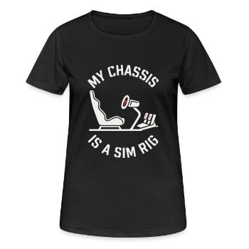 Sim Racing Simulator Cockpit Esports Racer - Frauen T-Shirt atmungsaktiv - Schwarz - Vorne - AI Model Female 172 light (172cm)