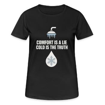 Kaltes Duschen Mentale Härte Kälteexposition - Frauen T-Shirt atmungsaktiv - Schwarz - Vorne - AI Model Female 172 light (172cm)
