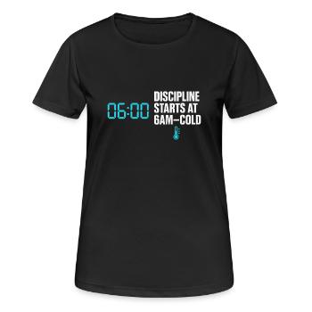 Kaltes Duschen Mentale Härte Kälteexposition - Frauen T-Shirt atmungsaktiv - Schwarz - Vorne - AI Model Female 172 light (172cm)