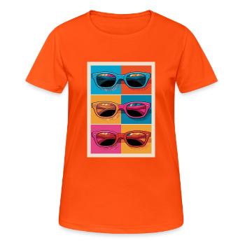 Colorful Sunglasses Pop Art Style - Women's Breathable T-Shirt - neon orange - Front - AI Model Female 172 dark (172cm)