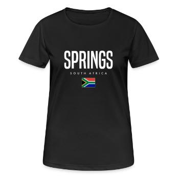 Springs Südafrika - Frauen T-Shirt atmungsaktiv - Schwarz - Vorne - AI Model Female 172 light (172cm)