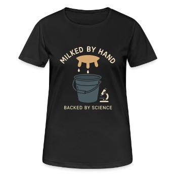 Boire du lait cru Lait cru de la ferme Fraîcheur - T-shirt respirant Femme - noir - Devant - AI Model Female 172 light (172cm)