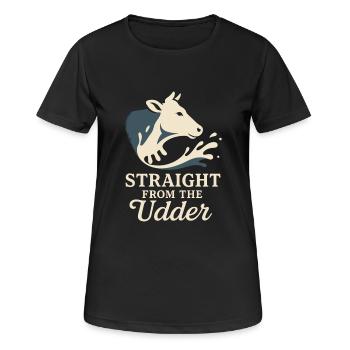 Boire du lait cru Lait cru de la ferme Fraîcheur - T-shirt respirant Femme - noir - Devant - AI Model Female 172 light (172cm)