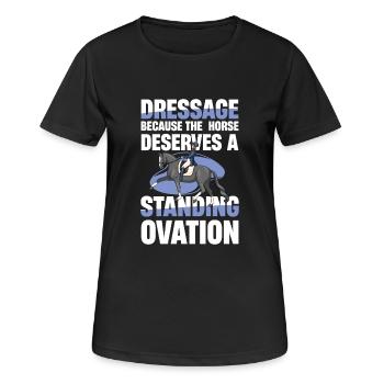 Dressage : Parce que le cheval mérite une salve d’applaudissements - T-shirt respirant Femme - noir - Devant - AI Model Female 172 light (172cm)