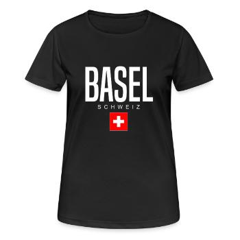 Basel Schweiz - Frauen T-Shirt atmungsaktiv - Schwarz - Vorne - AI Model Female 172 light (172cm)