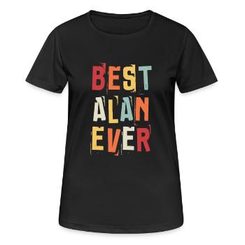 Meilleur Alan Jamais Rétro Prénom Texte Disant - T-shirt respirant Femme - noir - Devant - AI Model Female 172 light (172cm)
