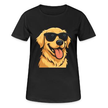 Cool Dog With Sunglasses Illustration - Women's Breathable T-Shirt - black - Front - AI Model Female 172 light (172cm)