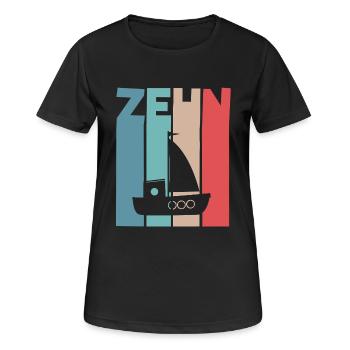 10 Jahre Segelschiff - Frauen T-Shirt atmungsaktiv - Schwarz - Vorne - AI Model Female 172 light (172cm)