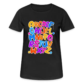 Abc Einschulung Schulkind - Frauen T-Shirt atmungsaktiv - Schwarz - Vorne - AI Model Female 172 light (172cm)