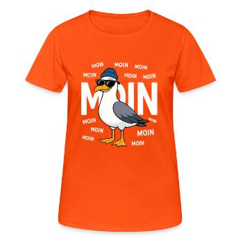 Moin Möwe – North German & Funny - Women's Breathable T-Shirt - neon orange - Front - AI Model Female 172 dark (172cm)