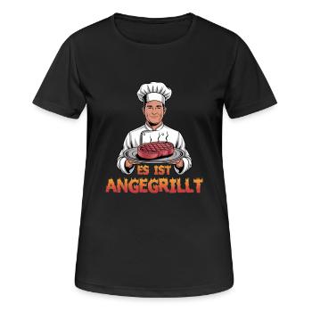 Il est grillé - parfait pour les maîtres du gril et - T-shirt respirant Femme - noir - Devant - AI Model Female 172 light (172cm)