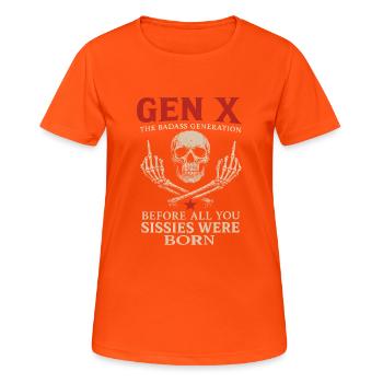 Gen X Skull Oldschool Legend - Women's Breathable T-Shirt - neon orange - Front - AI Model Female 172 dark (172cm)