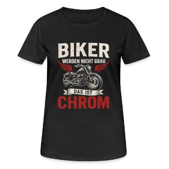 Biker Spruch – Das ist Chrom - Frauen T-Shirt atmungsaktiv - Schwarz - Vorne - AI Model Female 172 light (172cm)