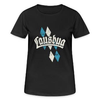 Lausbua auf bayrisch - Festzelt, Bier und Gaudi - Frauen T-Shirt atmungsaktiv - Schwarz - Vorne - AI Model Female 172 light (172cm)