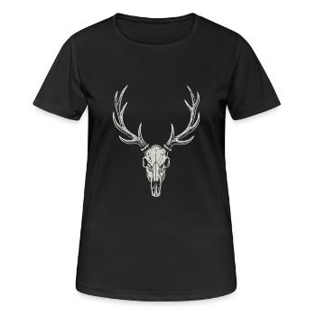 Hirschgeweih - Festzelt, Bier und Gaudi - Frauen T-Shirt atmungsaktiv - Schwarz - Vorne - AI Model Female 172 light (172cm)