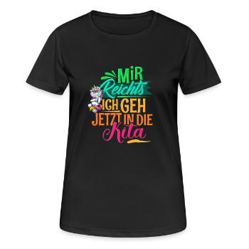Kita Kindergarten - Frauen T-Shirt atmungsaktiv - Schwarz - Vorne - AI Model Female 172 light (172cm)