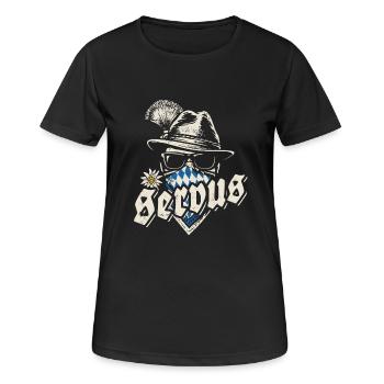 Grantler - Servus, Festzelt, Bier und Gaudi - Frauen T-Shirt atmungsaktiv - Schwarz - Vorne - AI Model Female 172 light (172cm)