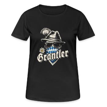Grantler - bayrisch, Festzelt, Bier und Gaudi - Frauen T-Shirt atmungsaktiv - Schwarz - Vorne - AI Model Female 172 light (172cm)