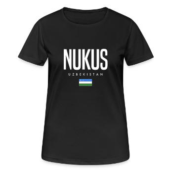 Nukus, Ouzbékistan - T-shirt respirant Femme - noir - Devant - AI Model Female 172 light (172cm)