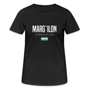 Marg’ilon, Ouzbékistan - T-shirt respirant Femme - noir - Devant - AI Model Female 172 light (172cm)