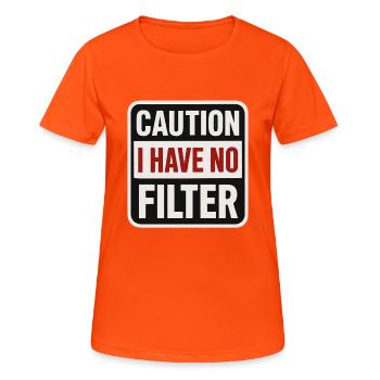 Caution – No filter available - Women's Breathable T-Shirt - neon orange - Front - AI Model Female 172 dark (172cm)