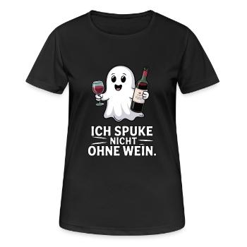 Ich spuke nicht ohne Wein – Lustiger Geist - Frauen T-Shirt atmungsaktiv - Schwarz - Vorne - AI Model Female 172 light (172cm)