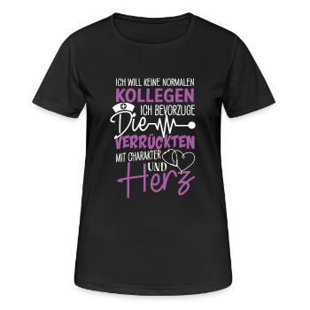 Aide aux personnes âgées Aide aux personnes âgées Aide soignante - T-shirt respirant Femme - noir - Devant - AI Model Female 172 light (172cm)
