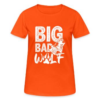 Big Bad Wolf Raubtier Rudeltier Isegrim Geschenk - Frauen T-Shirt atmungsaktiv - Neonorange - Vorne - AI Model Female 172 dark (172cm)