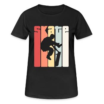 Rétro skateboard de patinage Skate Skateboard - T-shirt respirant Femme - noir - Devant - AI Model Female 172 light (172cm)