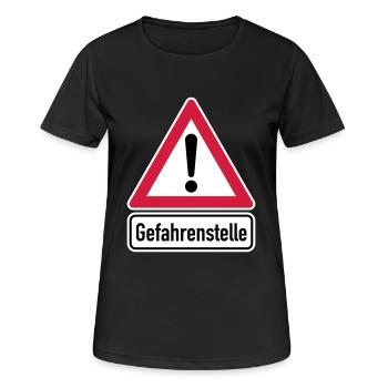 Achtung Gefahrenstelle! - Frauen T-Shirt atmungsaktiv - Schwarz - Vorne - AI Model Female 172 light (172cm)