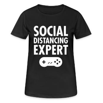 Social Distancing Expert - Gamer Gaming Game - Women's Breathable T-Shirt - black - Front - AI Model Female 172 light (172cm)