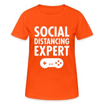 Social Distancing Expert - Gamer Gaming Game - Women's Breathable T-Shirt - neon orange - Front - AI Model Female 172 dark (172cm)