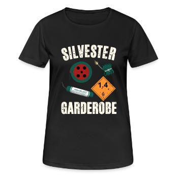 Silvester Garderobe - Frauen T-Shirt atmungsaktiv - Schwarz - Vorne - AI Model Female 172 light (172cm)