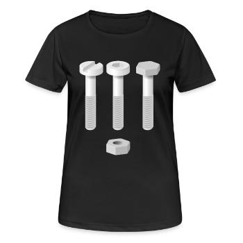 Schrauben - Frauen T-Shirt atmungsaktiv - Schwarz - Vorne - AI Model Female 172 light (172cm)