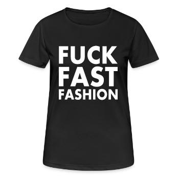 Fuck fast fashion - T-shirt respirant Femme - noir - Devant - AI Model Female 172 light (172cm)
