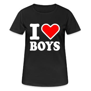 I love boys - Frauen T-Shirt atmungsaktiv - Schwarz - Vorne - AI Model Female 172 light (172cm)