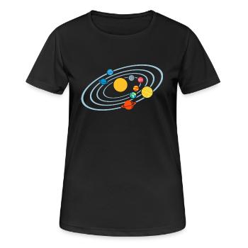 Planeten - Frauen T-Shirt atmungsaktiv - Schwarz - Vorne - AI Model Female 172 light (172cm)