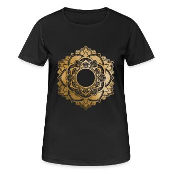 Mandala No.4 Gold - Frauen T-Shirt atmungsaktiv - Schwarz - Vorne - AI Model Female 172 light (172cm)