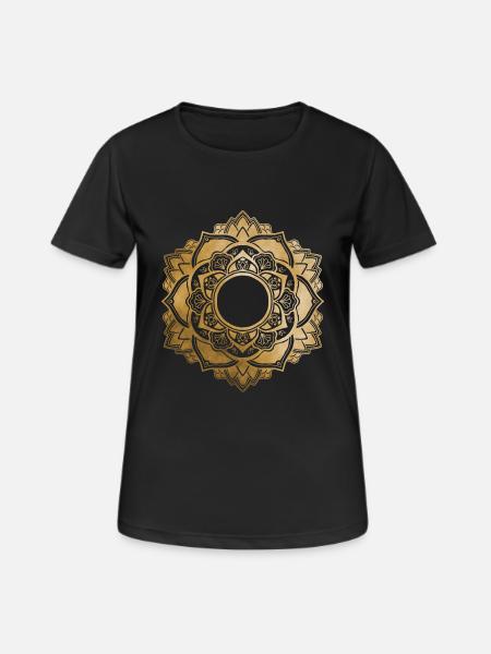 Mandala No.4 Gold - Frauen T-Shirt atmungsaktiv - Schwarz