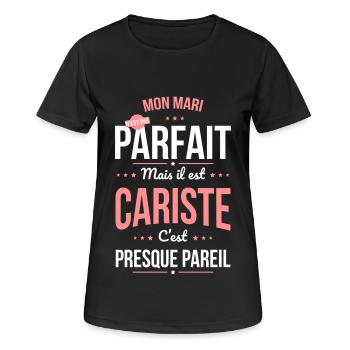 Mon mari n'est pas parfait mais il est cariste - T-shirt respirant Femme - noir - Devant - AI Model Female 172 light (172cm)