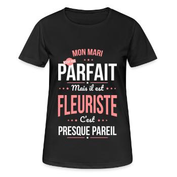 Mon mari n'est pas parfait mais il est fleuriste - T-shirt respirant Femme - noir - Devant - AI Model Female 172 light (172cm)