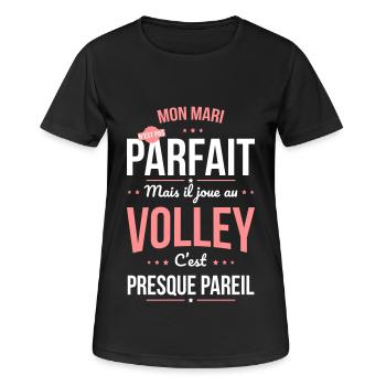 Mon mari n'est pas parfait mais il joue au volley - T-shirt respirant Femme - noir - Devant - AI Model Female 172 light (172cm)