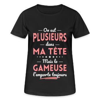 Plusieurs dans tête la Gameuse l'emporte toujours - T-shirt respirant Femme - noir - Devant - AI Model Female 172 light (172cm)